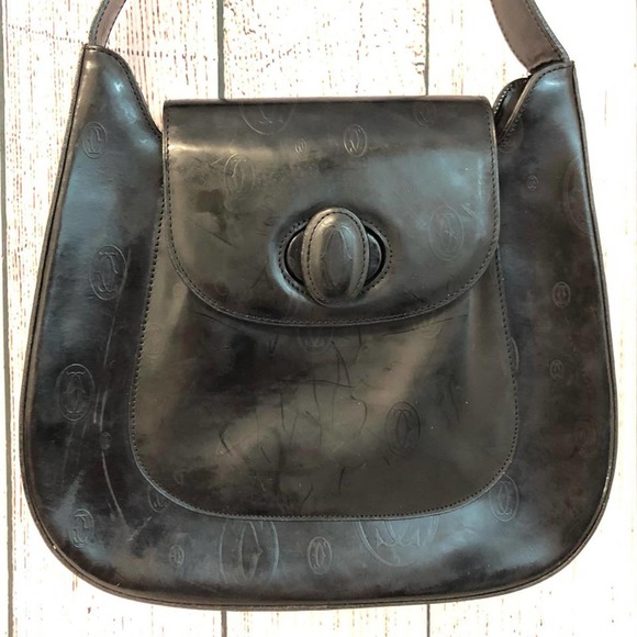 CARTIER BLACK LEATHER SHOULDER BAG - Picture 2 of 11
